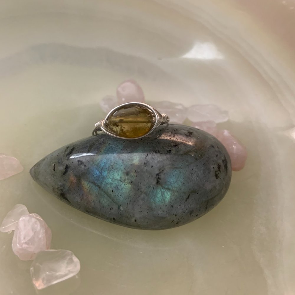 Yellow-green Tourmaline ring